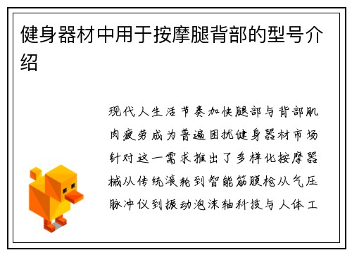 健身器材中用于按摩腿背部的型号介绍